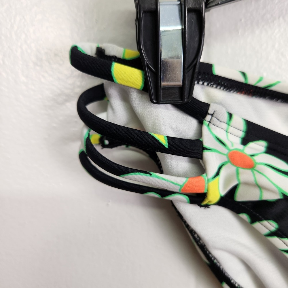 Salt + Cove Floral Bikini Bottom M Black Daisy Strappy Sides Swim NWT - Picture 2 of 5